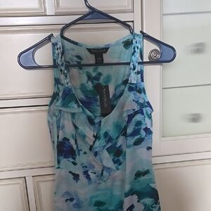 White House Black Market Blue Floral Women's Top Size Xxs
